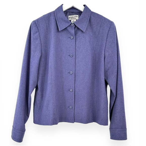 Vintage Jackets & Blazers - [sold] Made in USA Vintage Pendleton Purple Virgin Wool Lightweight Jacket